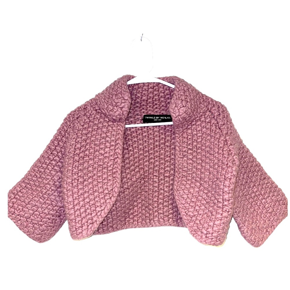 Twinkle by Wenlan Handmade 100%‎ Wool Knit Open Front Cardigan Shrug Sweater